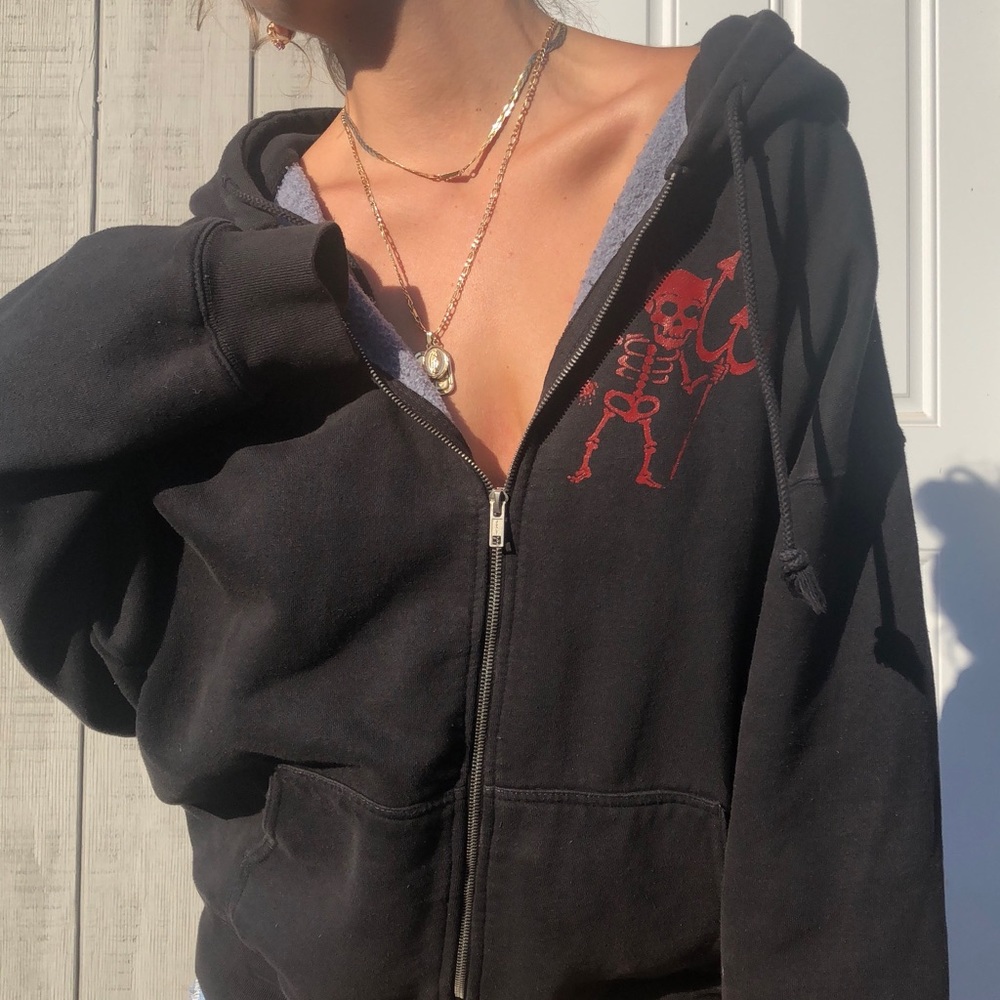 Brandy Melville Rare Devil Zip Up Hoodie (one size)